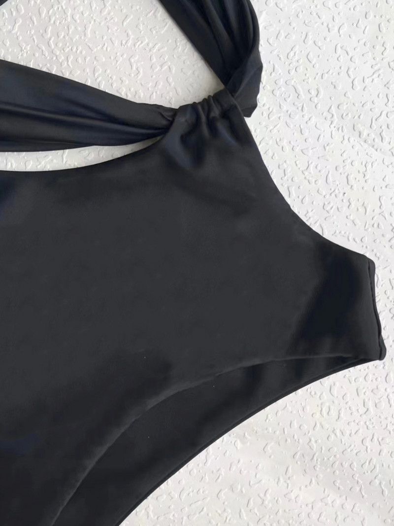 Vigorashely 2023 Costum de baie negru cu un singur umăr Push Up cu talie înaltă Costum de baie gol pentru femei Costum de baie de plajă legat fără spate