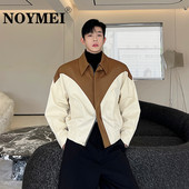NOYMEI sügiskontrast värvi lapiline revääri siluett lahtine mootorratta jope meeste korea stiilis lühike mantel 2023 uus WA2971
