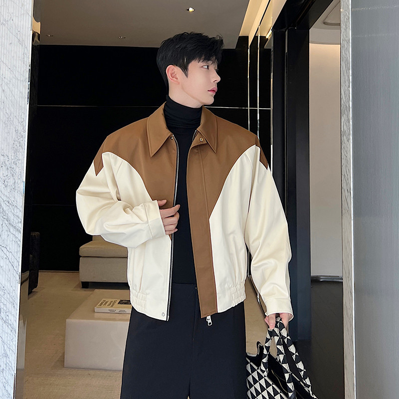 NOYMEI sügiskontrast värvi lapiline revääri siluett lahtine mootorratta jope meeste korea stiilis lühike mantel 2023 uus WA2971