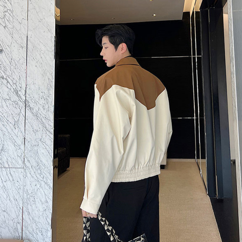 NOYMEI sügiskontrast värvi lapiline revääri siluett lahtine mootorratta jope meeste korea stiilis lühike mantel 2023 uus WA2971