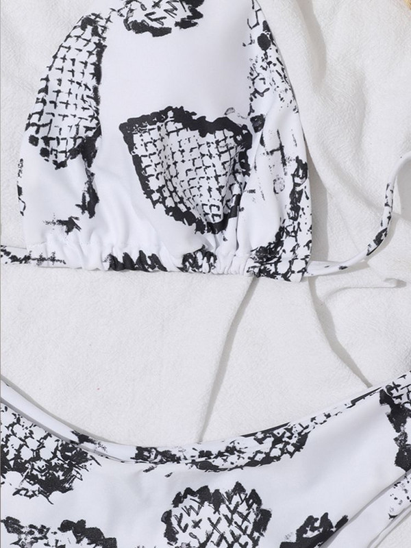 Vigorshely 2023 Sexy Printing Halter Σετ μπικίνι Γυναικεία στρινγκ με ψηλό κόψιμο Push Up Μαγιό παραλίας Δεμένο κοστούμι μαγιό