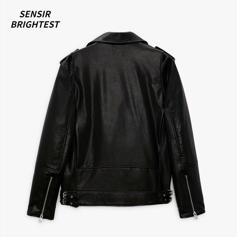 Φθινόπωρο 22 Ανδρικό μαύρο υψηλής ποιότητας Pu δερμάτινο μπουφάν Locomotive Ανδρικό μπουφάν με φερμουάρ