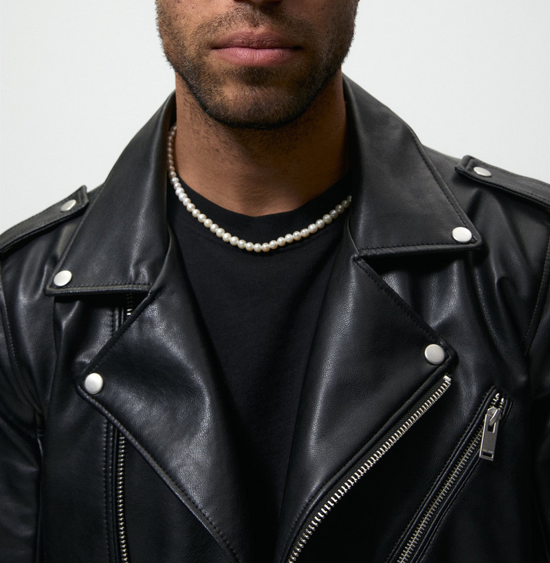 Φθινόπωρο 22 Ανδρικό μαύρο υψηλής ποιότητας Pu δερμάτινο μπουφάν Locomotive Ανδρικό μπουφάν με φερμουάρ