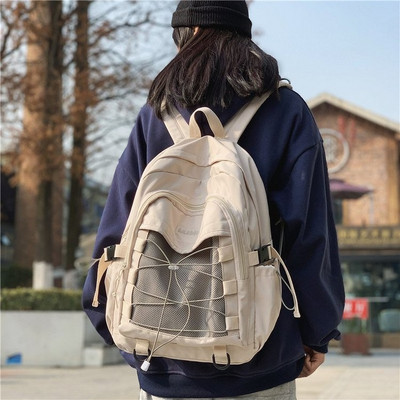 Y Demo Techwear Buckles Veľkokapacitný batoh s vreckámi so sťahovacou šnúrkou pre študentov