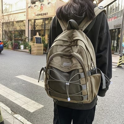 Y Demo Techwear Buckles Veľkokapacitný batoh s vreckámi so sťahovacou šnúrkou pre študentov