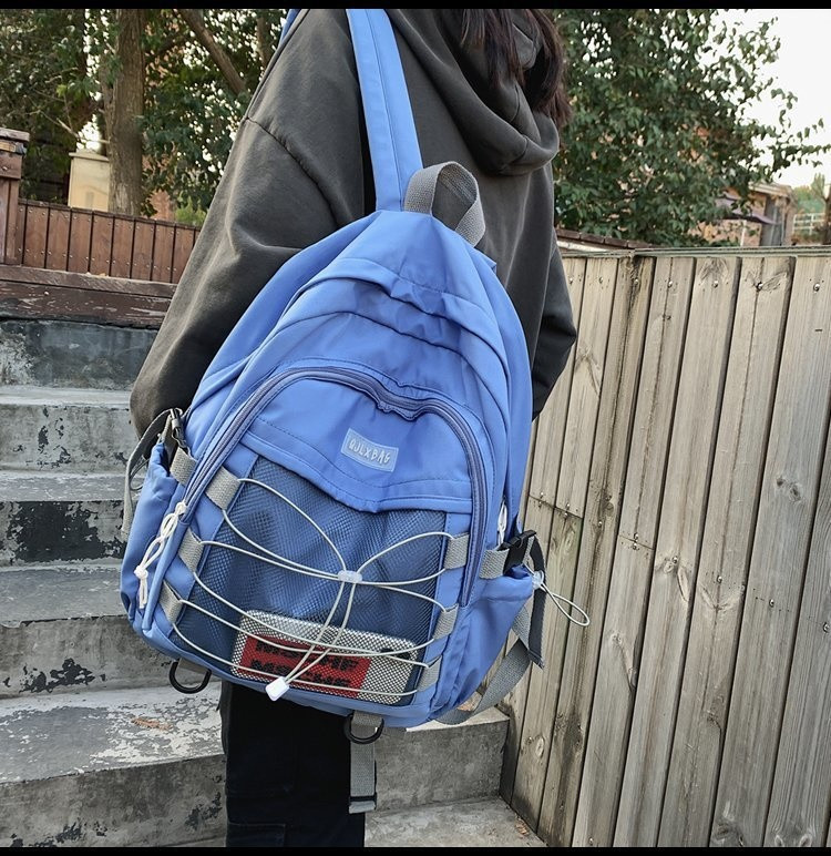 Y Demo Techwear Buckles Veľkokapacitný batoh s vreckámi so sťahovacou šnúrkou pre študentov