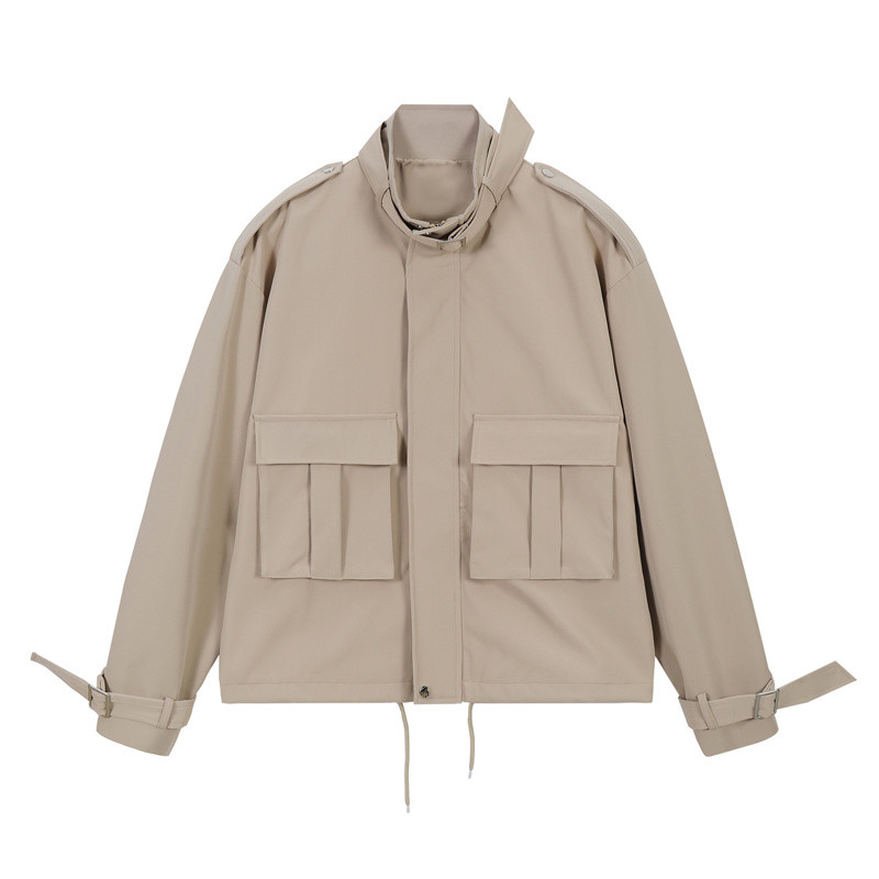 Ανοιξιάτικο κοντό σακάκι ανδρική μόδα Χακί τσέπη Casual μπουφάν Ανδρικά ρούχα Κορεατικά φαρδιά Bomber Ανδρικό κοντό παλτό M-3XL