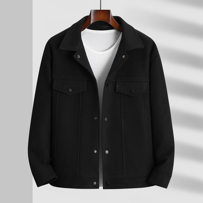 Φθινοπωρινό Χειμώνα Ανδρικό Χοντρό Ζεστό Μάλλινο Μπουφάν Πέτο Επιχειρηματικό Μόδα Φαρδύ κοντό παλτό Μπεζ Μαύρο Plus μέγεθος 5XL 6XL 7XL 8XL 9XL