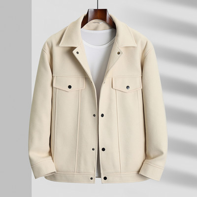 Φθινοπωρινό Χειμώνα Ανδρικό Χοντρό Ζεστό Μάλλινο Μπουφάν Πέτο Επιχειρηματικό Μόδα Φαρδύ κοντό παλτό Μπεζ Μαύρο Plus μέγεθος 5XL 6XL 7XL 8XL 9XL