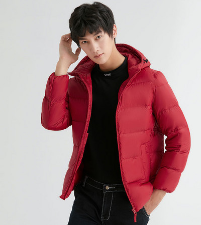 Pánska hrubá 90% kačacia páperová bunda s kapucňou, kvalitná zimná jarná vrchná časť, vetruodolný teplý kabát