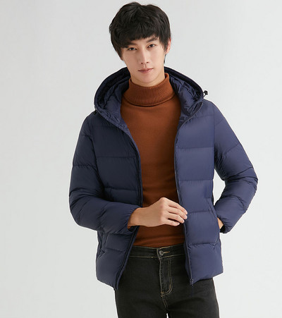 Pánska hrubá 90% kačacia páperová bunda s kapucňou, kvalitná zimná jarná vrchná časť, vetruodolný teplý kabát