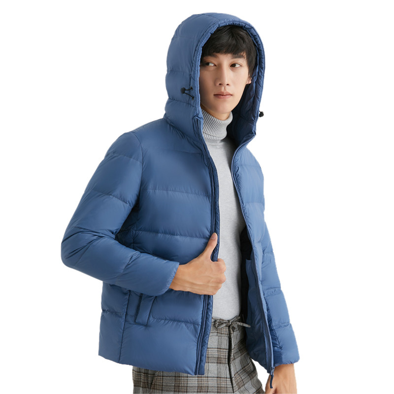 Pánska hrubá 90% kačacia páperová bunda s kapucňou, kvalitná zimná jarná vrchná časť, vetruodolný teplý kabát
