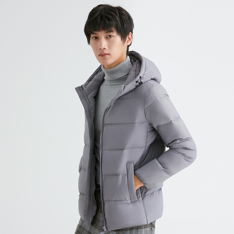 Pánska hrubá 90% kačacia páperová bunda s kapucňou, kvalitná zimná jarná vrchná časť, vetruodolný teplý kabát