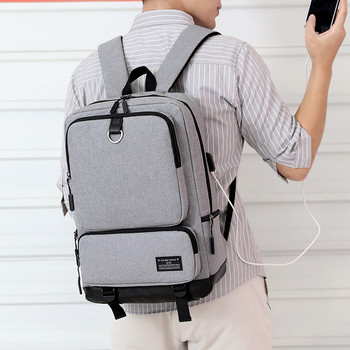 Ανδρικό σακίδιο πλάτης Casual Business Σακίδιο φορητού υπολογιστή 15,6 ιντσών Ανδρική υποδοχή USB Σχολική τσάντα εφήβων μαθητών Γυναικεία καθημερινή τσάντα εργασίας Μαύρη γκρι