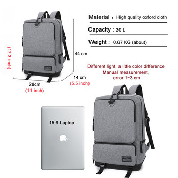 Ανδρικό σακίδιο πλάτης Casual Business Σακίδιο φορητού υπολογιστή 15,6 ιντσών Ανδρική υποδοχή USB Σχολική τσάντα εφήβων μαθητών Γυναικεία καθημερινή τσάντα εργασίας Μαύρη γκρι