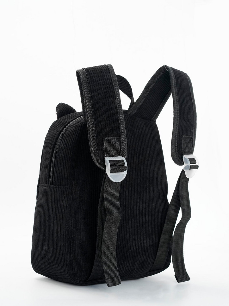 Dámsky batoh s vyšívanými manšestrovými labkami a roztomilými mačiatkami, klasický batoh vhodný na školské aktivity a vonku.