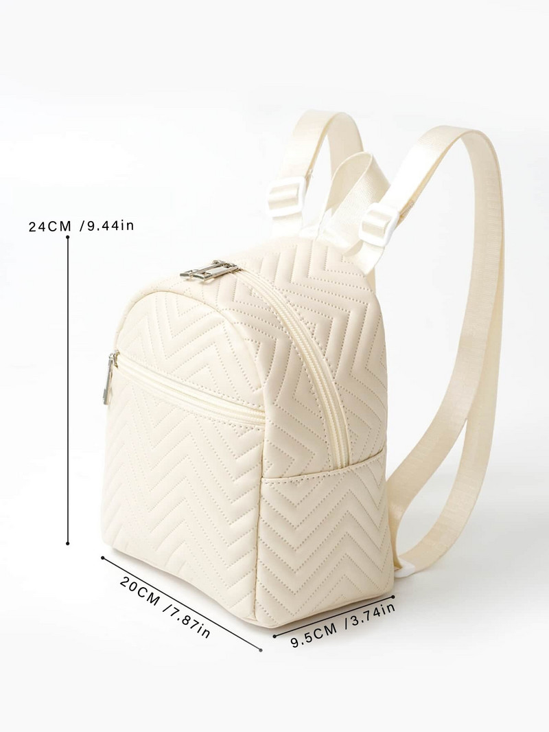 Μπεζ Fashion Απλό Κλασικό Καπιτονέ Γυναικείο Σακίδιο Πλάτης Κλασικό Σχολικό Σακίδιο Κατάλληλο για ταξίδια και ψώνια