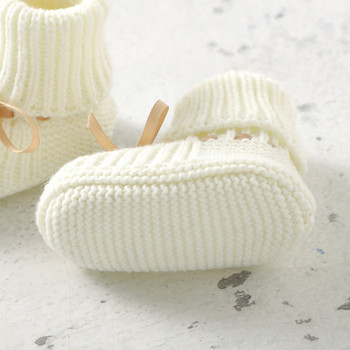 Обувки за новородено, комплект ръкавици, ръчно изработени ботуши за бебета, момчета, момичета, ръкавици, плетени модни панделки, аксесоари за дрехи за малки деца 0-18M