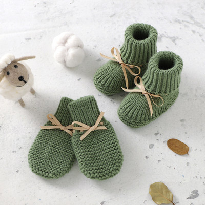 Νεογέννητα Βρεφικά Παπούτσια Γάντια Σετ Χειροποίητα Βρεφικά Αγόρια Κοριτσίστικα Γάντια Πλεκτά Μόδα Φιόγκος Αξεσουάρ παιδικών ρούχων 0-18 εκ.