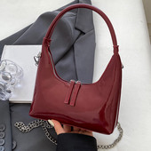 Geantă de tote din piele lacuită pentru femei Poșetă de mână cu lanț strălucitor Geantă de umăr cu fermoar versatilă ghiozdan geantă hobo posetă elegantă pentru fată