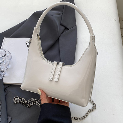 Geantă de tote din piele lacuită pentru femei Poșetă de mână cu lanț strălucitor Geantă de umăr cu fermoar versatilă ghiozdan geantă hobo posetă elegantă pentru fată