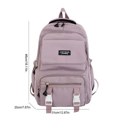 Női hátizsák iskolatáska tinédzser lányoknak Hátizsákos diák iskolai hátizsákok egyszínű, több zsebes női utazási könyves táska