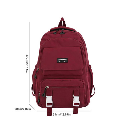 Női hátizsák iskolatáska tinédzser lányoknak Hátizsákos diák iskolai hátizsákok egyszínű, több zsebes női utazási könyves táska