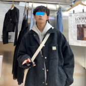 Νέο Ανδρικό Φθινοπωρινό Ζεστό Κοτλέ Μπουφάν Ανδρικά Streetwear Hip Hop Αντρικό Εφηβικό μπουφάν με μονό στήθος πέτο