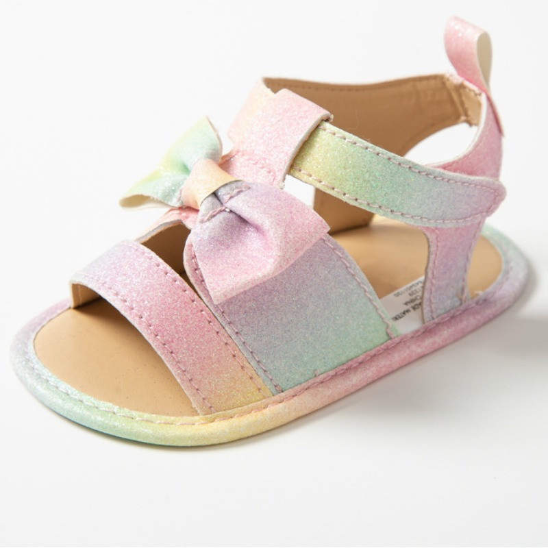 0-18 εκ. Νεογέννητα κοριτσίστικα καλοκαιρινά παπούτσια Σανδάλια Πολύχρωμα παπούτσια για νεογέννητα με κόμπους πεταλούδες Casual μαλακά πέδιλα με σόλα Παπούτσια για νήπια