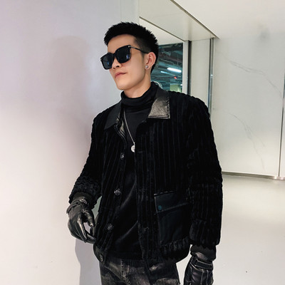 2022 Winter Corduroy PU Patchwork Ανδρικό μπουφάν Μόδα Streetwear Parka Μπουφάν πέτο Λεπτό, καθημερινό επαγγελματικό παλτό ανδρικά ρούχα