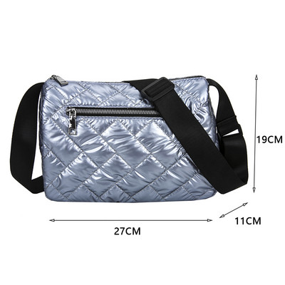 Módne zimné priestorové polstrované bavlnené dámske crossbody kabelky, ležérne nylonové veľkokapacitné dámske tašky cez rameno, jednofarebné kabelky