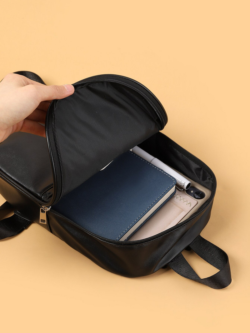 Μαύρη μόδα Γυναικεία τσάντα πλάτης με απλή κλωστή κεντήματος Κλασικό σακίδιο πλάτης Κατάλληλο για καθημερινή σχολική περίοδο μετακίνησης