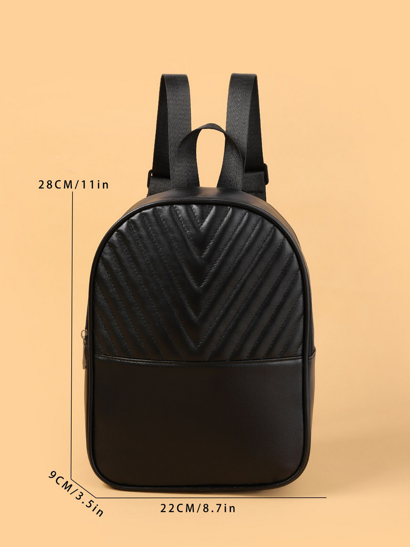 Μαύρη μόδα Γυναικεία τσάντα πλάτης με απλή κλωστή κεντήματος Κλασικό σακίδιο πλάτης Κατάλληλο για καθημερινή σχολική περίοδο μετακίνησης