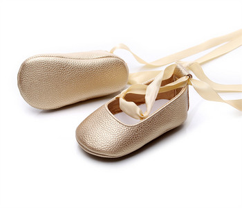 Модни обувки за новородени момичета Първи проходилки Мокасини Cross Ribbon Princess Dance Мека подметка Детски обувки за малко дете Обувки