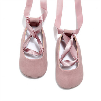 Модни обувки за новородени момичета Първи проходилки Мокасини Cross Ribbon Princess Dance Мека подметка Детски обувки за малко дете Обувки