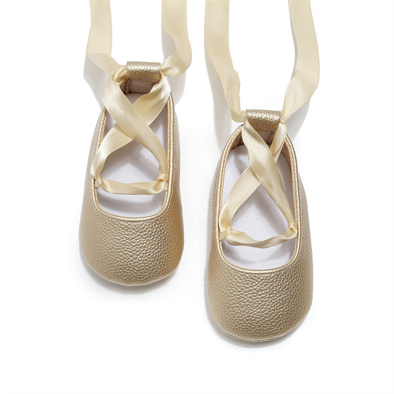 Μόδα Νεογέννητα Παπούτσια Κοριτσιού First Walkers Μοκασίνια Σταυρός Κορδέλα Πριγκίπισσα Χορός Μαλακή σόλα για βρέφη Παπούτσια για νήπια Παπούτσια