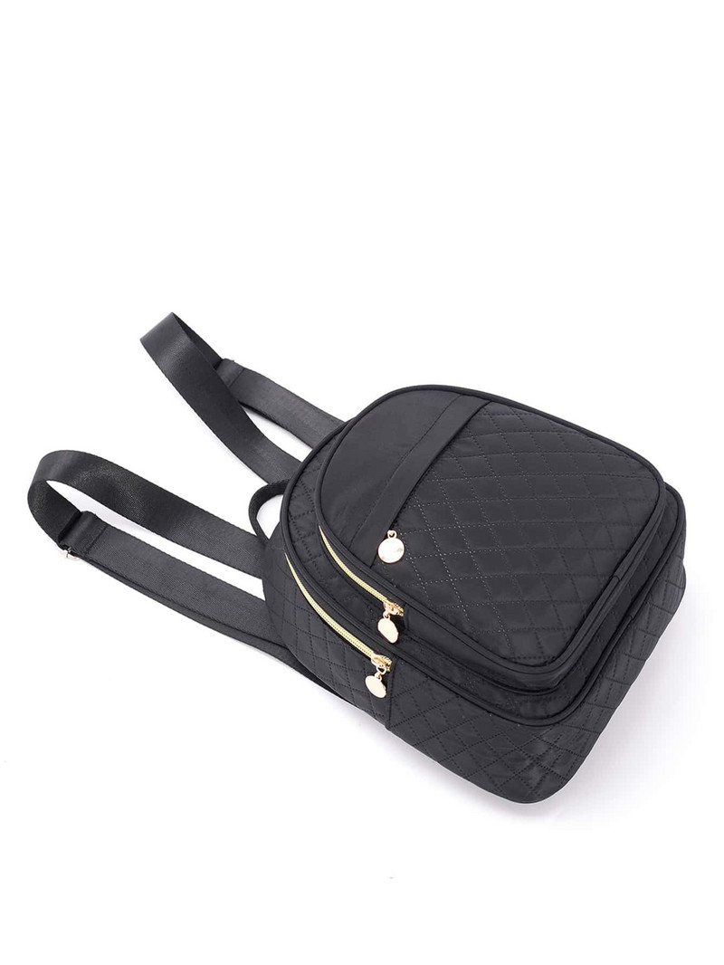 Crni modni ženski ruksak velikog kapaciteta s tri patentna zatvarača Klasični ruksak prikladan za svakodnevna putovanja na posao i na posao