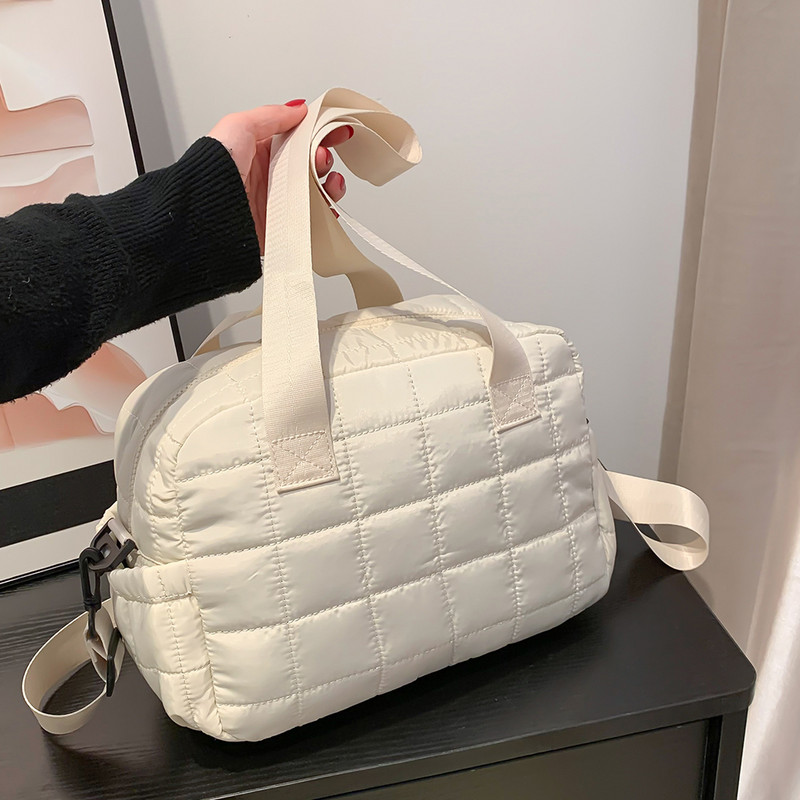 Geantă de mână matlasată pentru femei, de capacitate mare, pliată, cu umăr cu bule, din bumbac căptușită pentru toamna iarnă pentru doamne fete