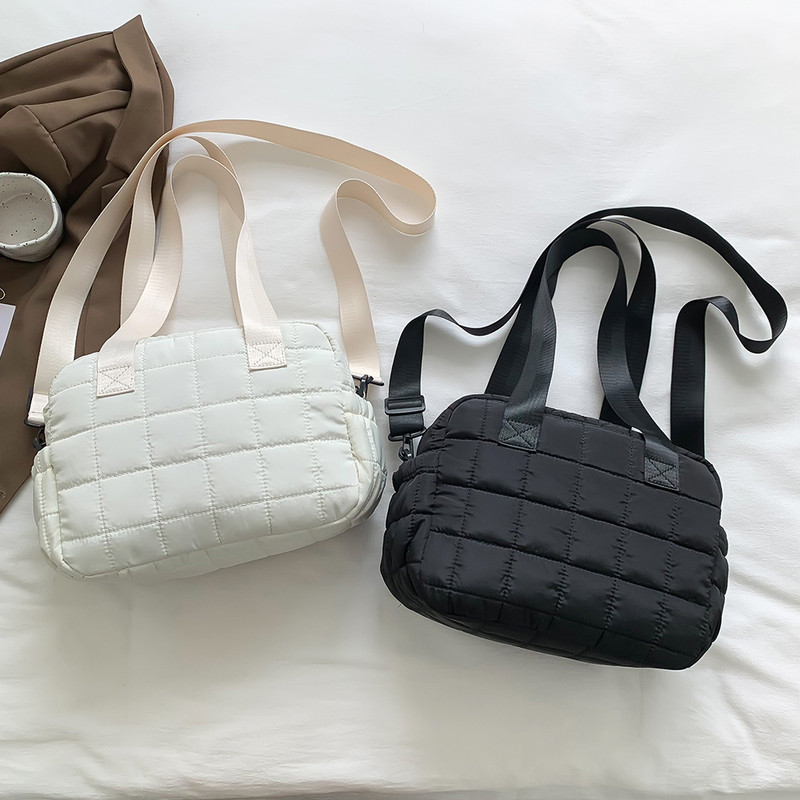 Geantă de mână matlasată pentru femei, de capacitate mare, pliată, cu umăr cu bule, din bumbac căptușită pentru toamna iarnă pentru doamne fete