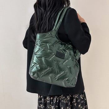 Γυναικεία Puffy Hobo Bag Fashion Καπιτονέ τσάντα ώμου Ευέλικτη τσάντα χεριού πουπουλένια τσάντα μεγάλης χωρητικότητας Winter Shopper bag