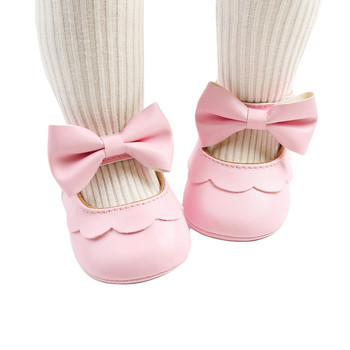 Χαριτωμένα νεογέννητα κοριτσάκια Princess με παπιγιόν, αντιολισθητική σόλα από καουτσούκ για νήπια First Walkers Kids PU Δερμάτινα μασίφ παπούτσια