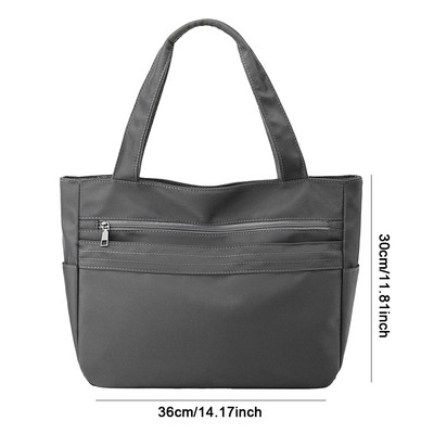 Dámska vintage taška Tote s veľkou kapacitou, jednofarebná taška cez rameno z nylonu, vodotesná, do práce, na cesty, do školy