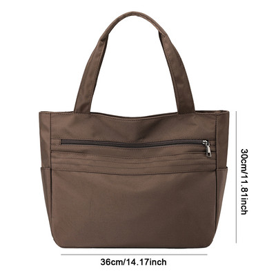 Dámska vintage taška Tote s veľkou kapacitou, jednofarebná taška cez rameno z nylonu, vodotesná, do práce, na cesty, do školy