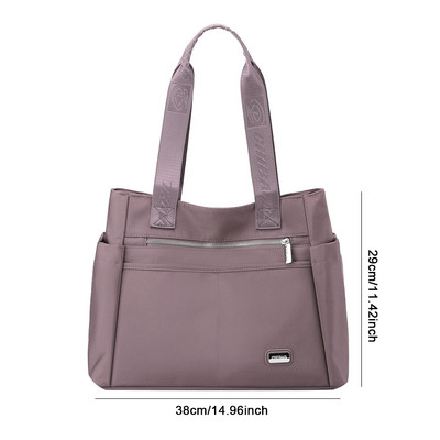 Dámska vintage taška Tote s veľkou kapacitou, jednofarebná taška cez rameno z nylonu, vodotesná, do práce, na cesty, do školy