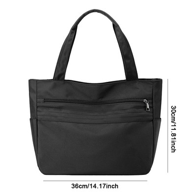 Dámska vintage taška Tote s veľkou kapacitou, jednofarebná taška cez rameno z nylonu, vodotesná, do práce, na cesty, do školy