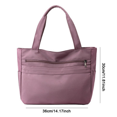 Dámska vintage taška Tote s veľkou kapacitou, jednofarebná taška cez rameno z nylonu, vodotesná, do práce, na cesty, do školy