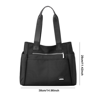 Dámska vintage taška Tote s veľkou kapacitou, jednofarebná taška cez rameno z nylonu, vodotesná, do práce, na cesty, do školy
