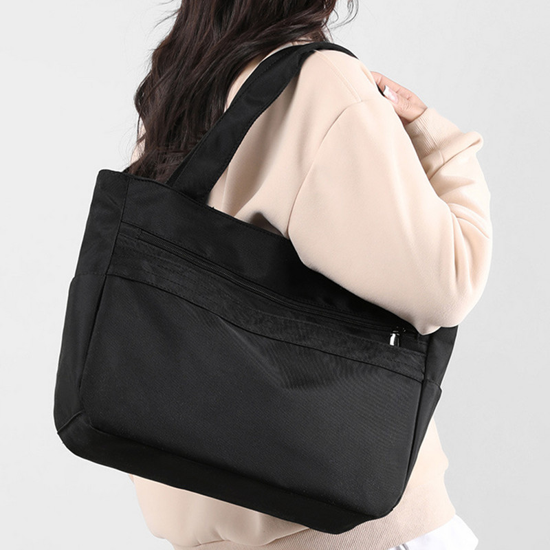 Dámska vintage taška Tote s veľkou kapacitou, jednofarebná taška cez rameno z nylonu, vodotesná, do práce, na cesty, do školy