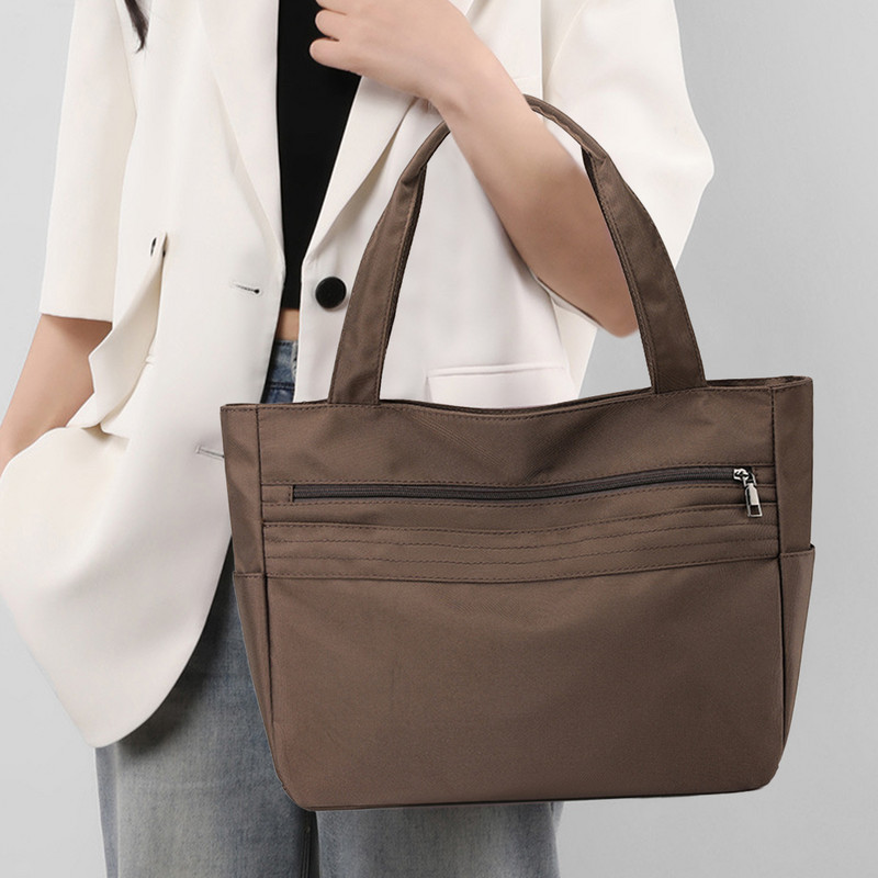 Dámska vintage taška Tote s veľkou kapacitou, jednofarebná taška cez rameno z nylonu, vodotesná, do práce, na cesty, do školy