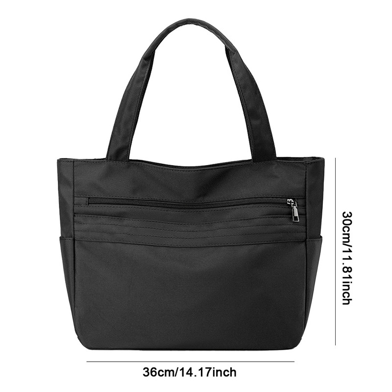 Dámska vintage taška Tote s veľkou kapacitou, jednofarebná taška cez rameno z nylonu, vodotesná, do práce, na cesty, do školy